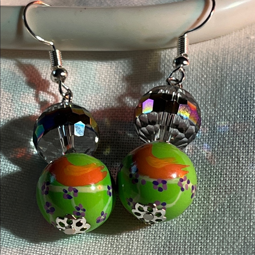 Colorful Bird Bead Earrings